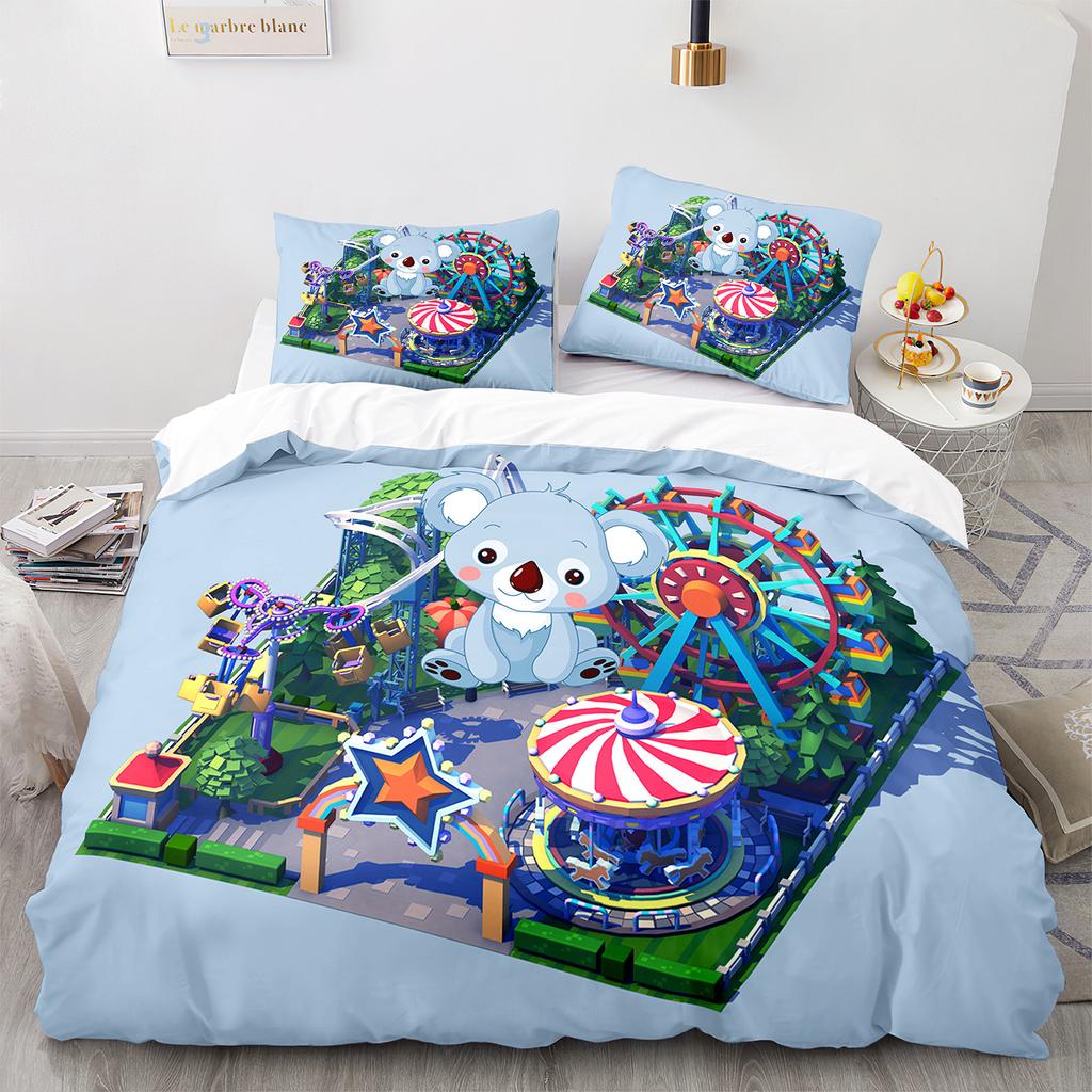 Comfortable Cartoon Koala Pattern Duvet Cover Set With Duvet Cover And Pillowcases King Queen Twin Sizes For Boys Girls And Kids