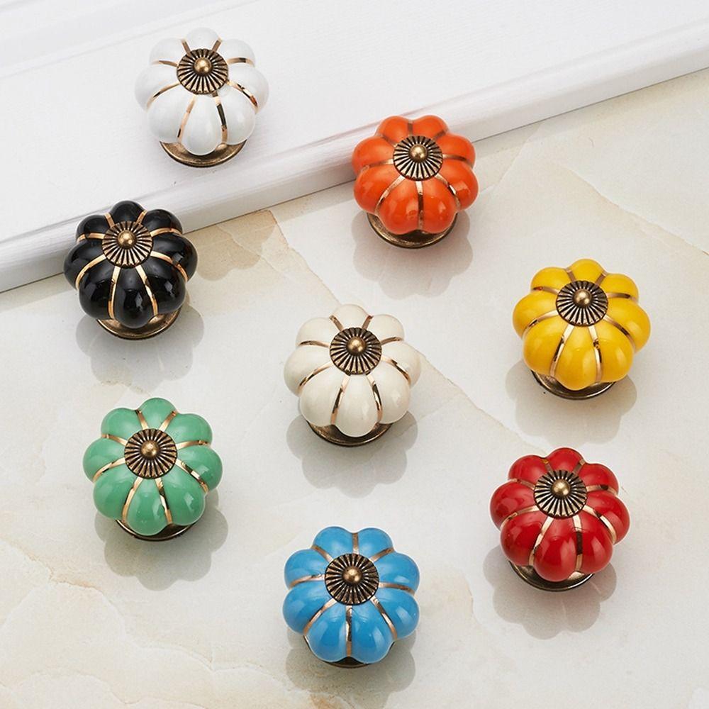 Colorful Furniture Single Hole With Screws Pumpkin Door Knob Drawer Pull Drawer Knob Door Handle