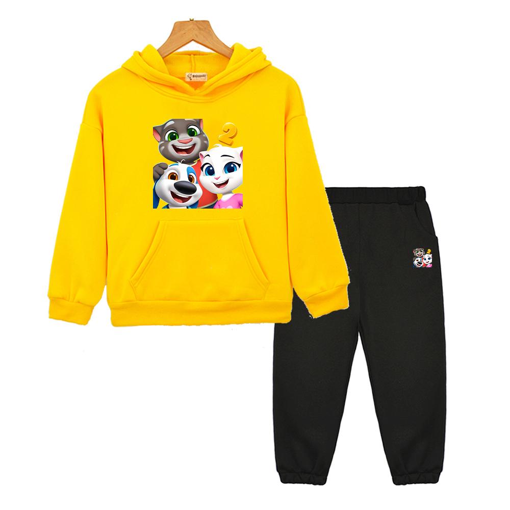 Christmas Talking tom cat hoodie Fleece Sweatshirt  Jacket 2pcs pullover+Pant boys girls Hooded Spors Sets kids clothes