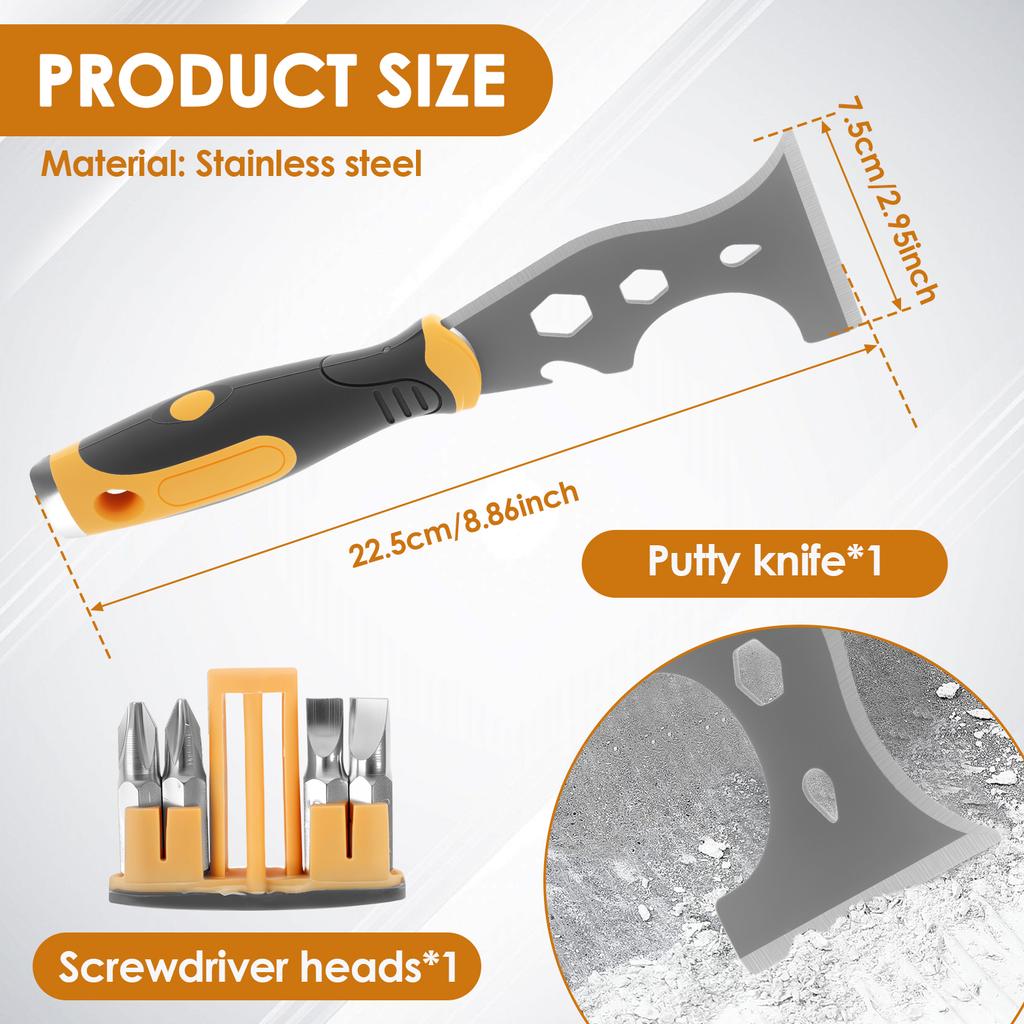 15 In 1 Multi Use Putty Knife Stainless Steel Paint Scraper Removal Construction Tool For Wallpaper Can Opener Home DIY Tool