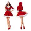 Santa Cosplay Set Hooded Velvet Santa Size Small [milicross] Women's 2-Piece [Mini Dress/Belt] Hat, Half-Sleeved Costume,