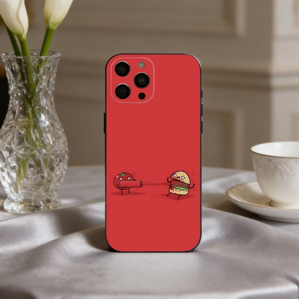 F-Забавный Еда Изысканное искусство Чехол для телефона Для iPhone 17,16,15,14,13,12,11 Plus,Pro Max,XS,Мягкий Силиконовый Черный Чехол