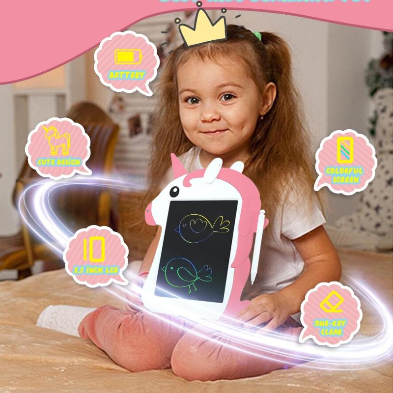PS·baby 8,5-дюймовая детская ЖК-доска для рисования, доска для рисования с рисунком единорога, обучающая игрушка, подходит для детей от 3 до 7 лет, подарок на день рождения на Пасху