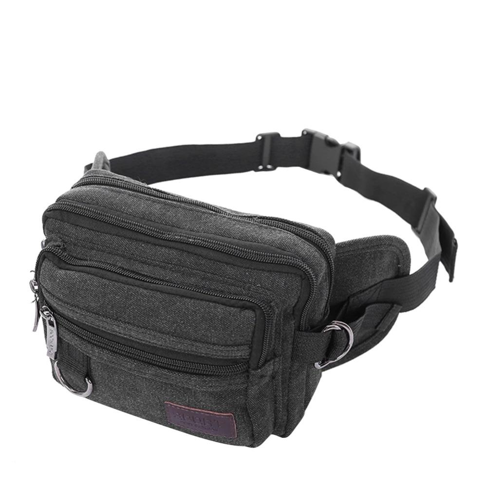 4-layers Canvas Chest Bag Large Capacity Fanny Pack Portable Multilayer Waist Packs Unisex