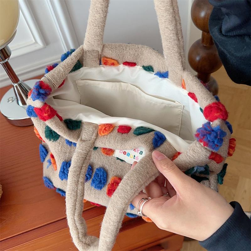 Плюшевая сумка-ведро, женская сумка, сумка через плечо, портативная сумка через плечо, сумка для хранения покупок