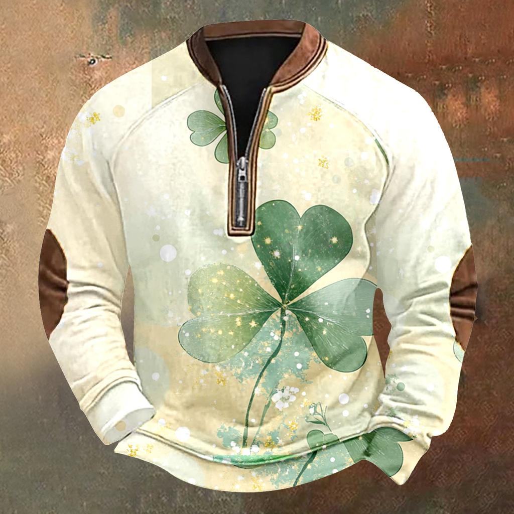Men's St. Patrick's Day Vintage Casual Zip Sweatshirt Outdoor Casual Top