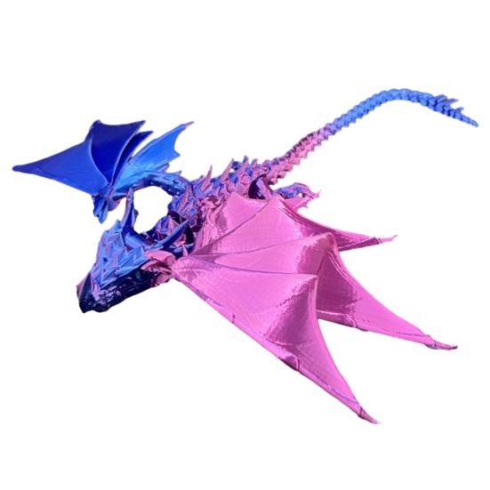 3D Printed Flying Dragon Figurine Movable Joints Winged Dragon Figure Articulated Dragon Model Fidget Toy Desktop Decoration Ornament