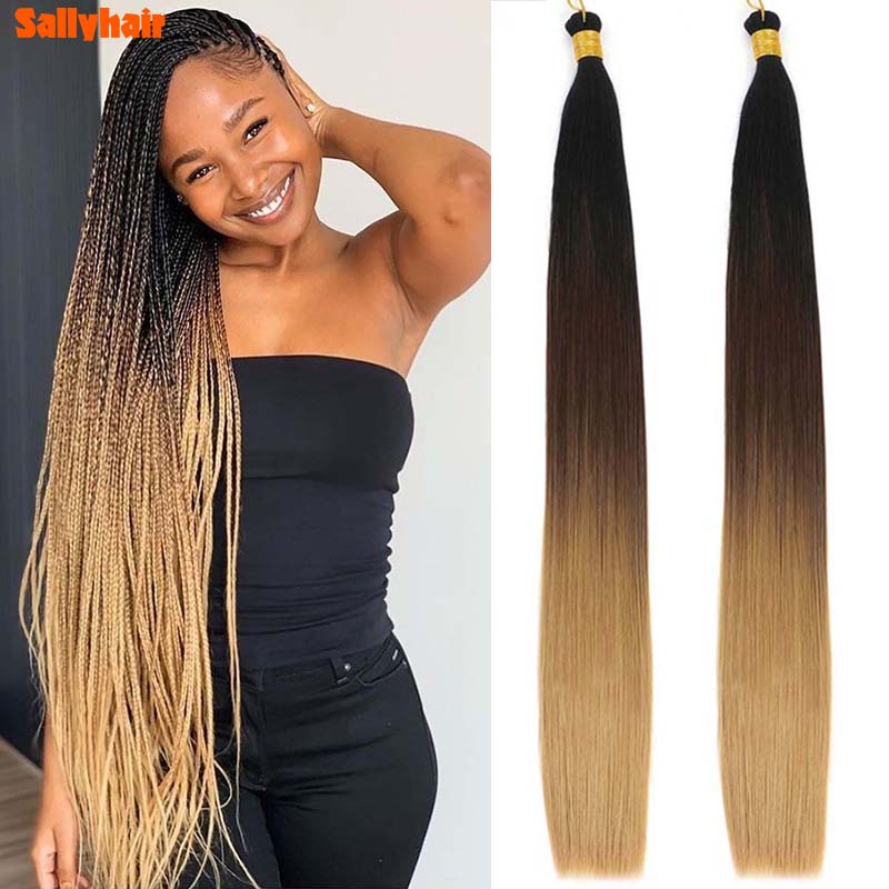 28” Synthetic Bone Straight Braiding Hair Bulk Crochet Braids Hair Pre Stretched Braiding Hair For Box Braids Hair Extensions