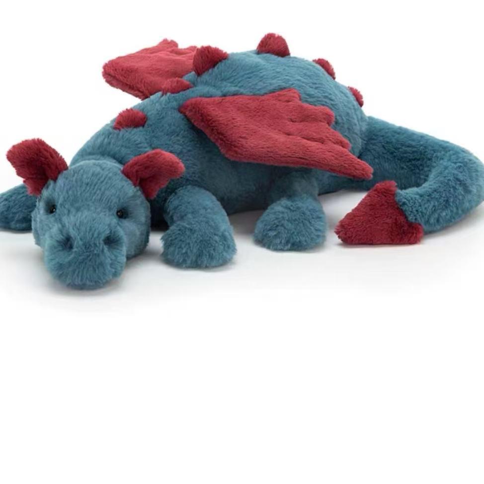 JC Cute Soft Snow Dragon Plush Toy Collection - Pink, Purple, Black, and Gold Lying Dragons