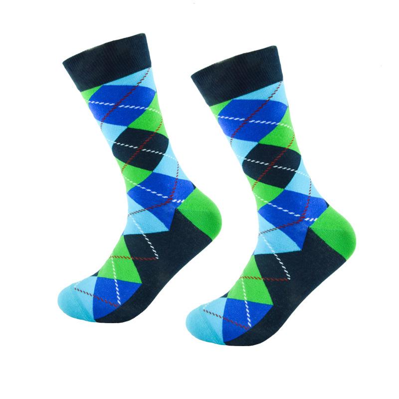 Ретро Мужские Хлопковые Носки Happy Socks Ромбовидный Узор Свадебные Харадзюку Забавные Новинка Подарок Уличная Одежда Хип-Хоп Крутые Для Скейтборда Цвет