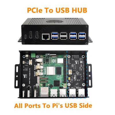 Raspberry Pi 5 Корпус Комплект B: Концентратор PCIe-USB 3.2 со всеми портами на одной стороне