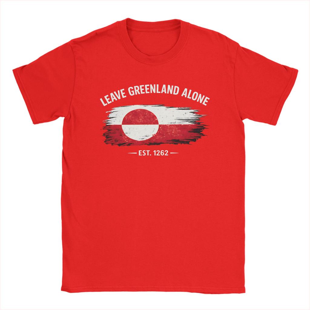 Leave Greenland Alone TShirts for Men Novelty Cotton Tees Crewneck Short Sleeve T Shirts Summer Tops