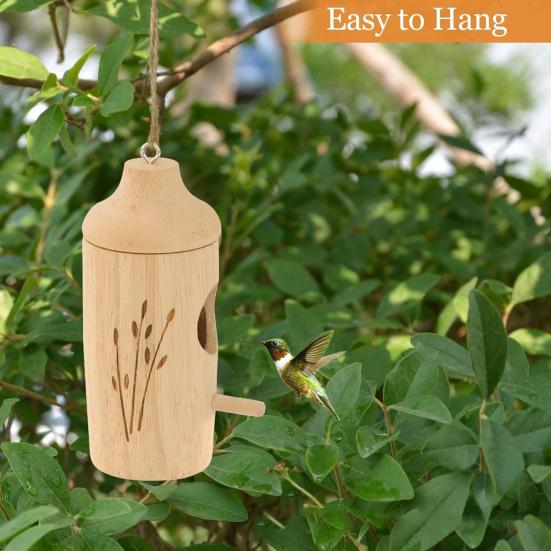 Домик для колибри, натуральный деревянный домик для гнездования колибри, изготовленный вручную, подвесной домик для птиц