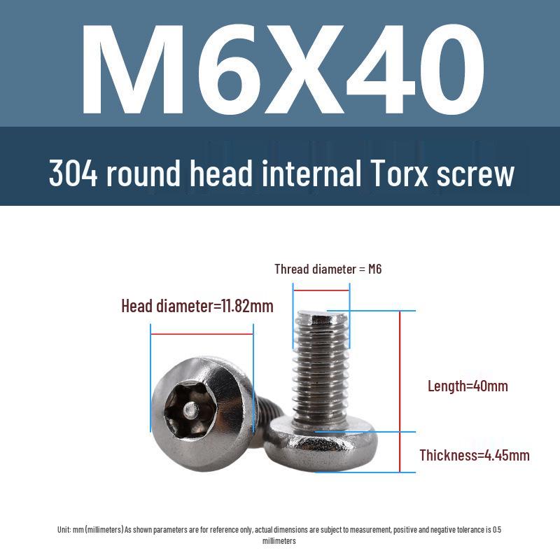 Винты Yigu Torx с пином против кражи, с круглой головкой M3-M6, из нержавеющей стали