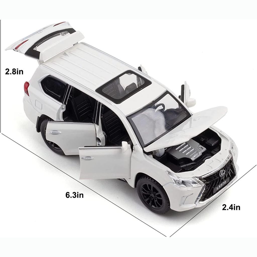 1:32-масштабная модель автомобиля Lexus LX570 для бездорожья из сплава, литая под давлением, металлическая игрушка-автомобиль с откатным механизмом со звуком и светом, 6 открытых дверей для детей, коллекция подарков для взрослых