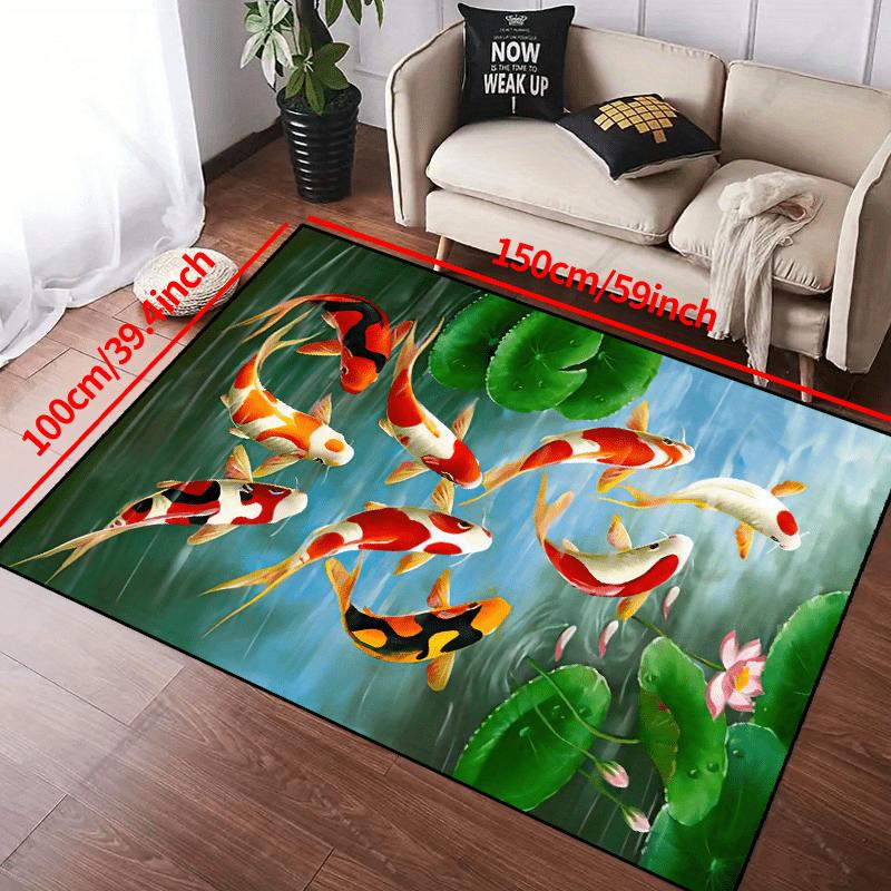 3D Koi Fish Print Мягкий кухонный ковер Анти-усталость Кухонный коврик Водонепроницаемые нескользящие коврики Набор Бегун Коврик Прикроватный коврик Абсорбирующий ковер для кухни