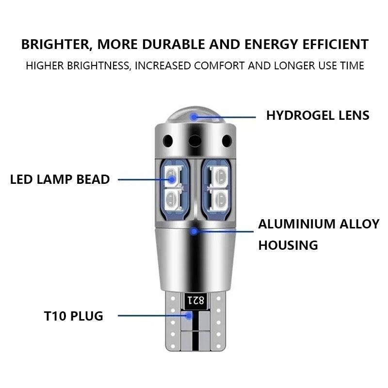 2 шт. Супер яркие T10 W5W 168 192 Светодиодный задний фонарь 3030 10SMD 12V Автомобильный светодиодный Автомобильный боковой фонарь CANBUS БЕЗ ошибок Автомобильный габаритный фонарь Лампа для парковки