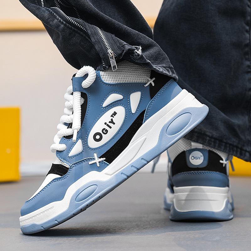 New Winter Platform Skateboarding Shoes Man Fashion High Top Casual Leather Sneakers Men Streetwear Blue Men's Skateboard Shoes