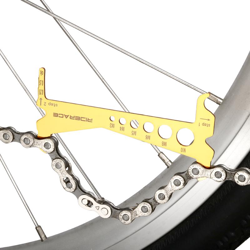 RIDERACE Bike Chain Wear Indicator Checker Bicycle Gauge Measurement Ruler Portable Road Cycling Chain Replacement Repair Tools