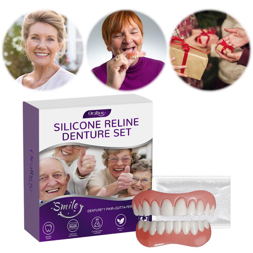 Silicone Reline Denture Set Denture Repair Kit Wear-Resistant Fake Teeth Kit Non-Toxic Denture Silicone Liners for Men and Women