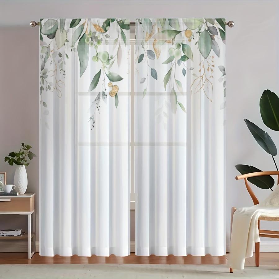 2 шт. Цветочный принт пряжи занавески, карниз для оконного оформления для спальни офиса кухни гостиной кабинета домашнего декора