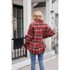 Women's Fashion Casual Spring Fall Plaid Print Long Sleeve POLO Neck Blouses & Shirts
