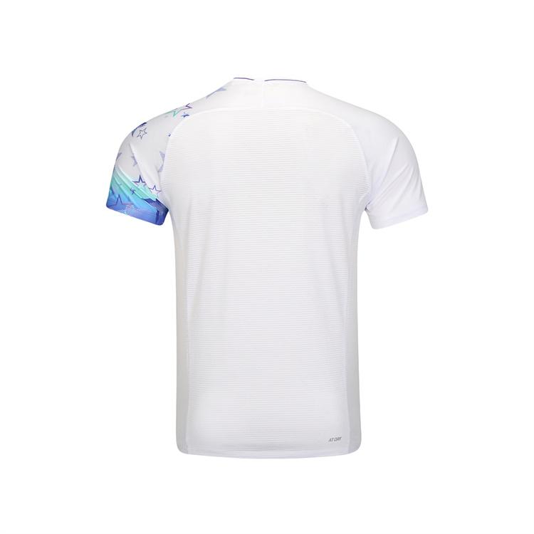 Li Ning Серия Бадминтон Простая Быстросохнущая Мягкая Дышащая Соревновательная Тренировочная Футболка с Коротким Рукавом Унисекс Топы Белый AAYV047-2