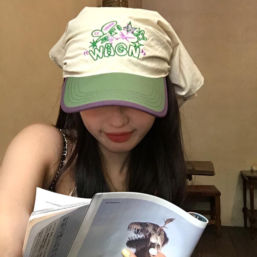 Korean Style Strappy Bandana Hat Sunscreen Letter Headscarf Hat Embroidery Baseball Cap  Vacation