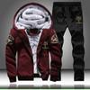 Men Winter Outfits Fleece Coat+Sweatpants Warm Hooded Jacket Fashion Sport Tracksuit