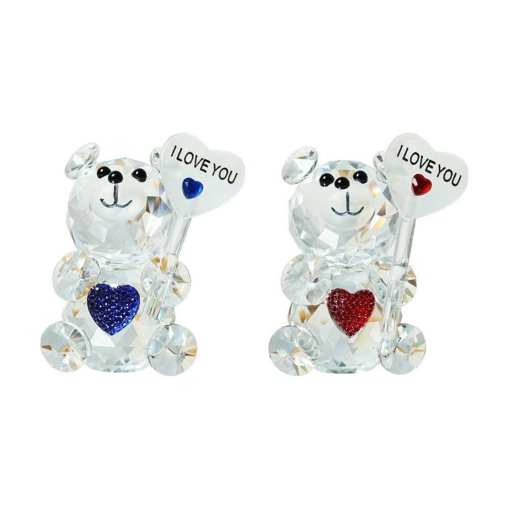 Креативная хрустальная фигурка медведя с надписью «Я люблю тебя» Украшение для рабочего стола Подарок для подружки невесты
