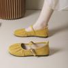 One Pedal 2025 Spring Gentle Shallow Mouth Soft Sole Flat Bottom Pleated Round Head French Single Shoes Female Grandma Shoes Laden Shoes