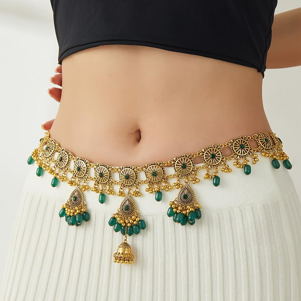 Богемный стиль Экзотическая поясная цепочка, Модный и элегантный дизайн с кисточками и разноцветными деталями, Аксессуары для повседневной носки и сценических выступлений, Персонализированные