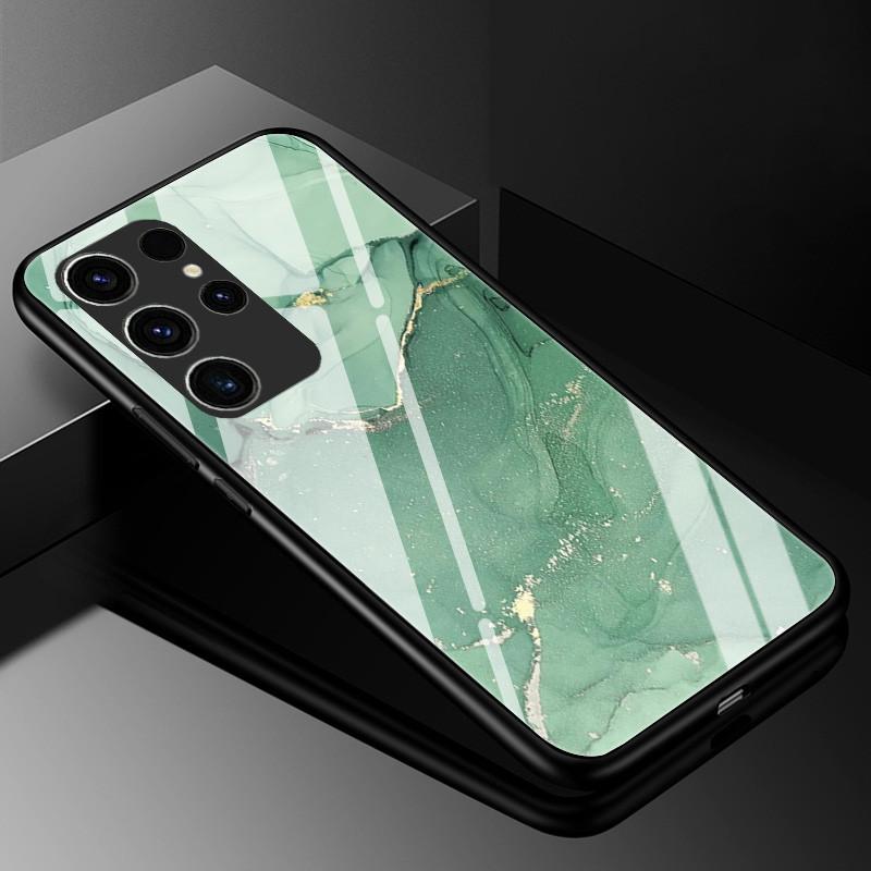Мраморный чехол из закаленного стекла для Samsung Galaxy S23 Ultra 5G, модная стеклянная задняя крышка для Samsung S23 Plus / S23 Ultra