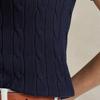 Polo Ralph Lauren SS24 однотонный вышитый логотип с косами, облегающий свитер с коротким рукавом, женский свитер Hunter-Navy WMPOSWENC020882-400