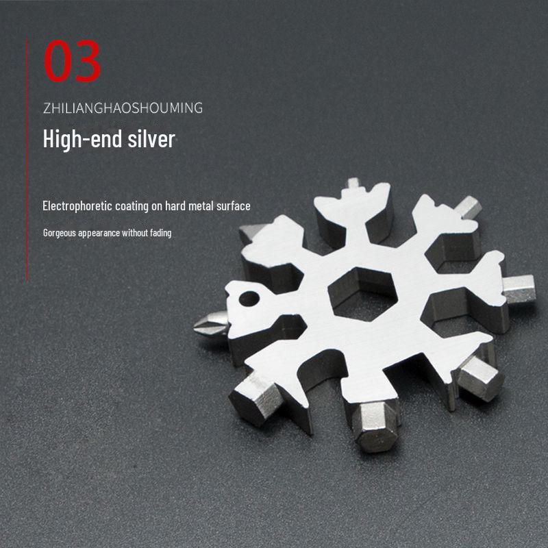 Многофункциональный гаечный ключ Douyin 18-в-1 в форме снежинки — легкий, портативный стальной восьмигранный и шестигранный инструмент