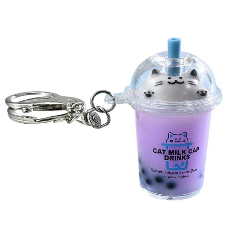 Подвеска Cat Bubble Tea, мультяшный чай с молоком, кулоны, брелоки, модные акриловые брелоки, украшения для рюкзаков и телефонов