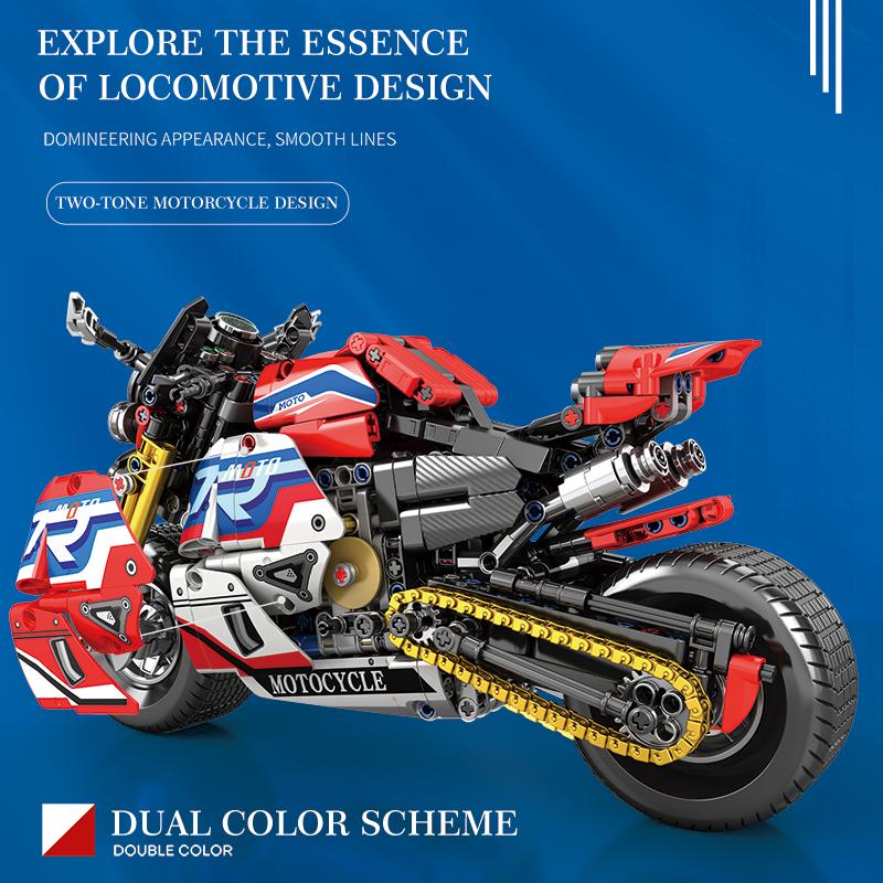 943PCS Motorcycle Building Blocks Muscle Street Motor Bike Simulation Model Bricks Desktop Ornament Educational Puzzle Toy Gifts