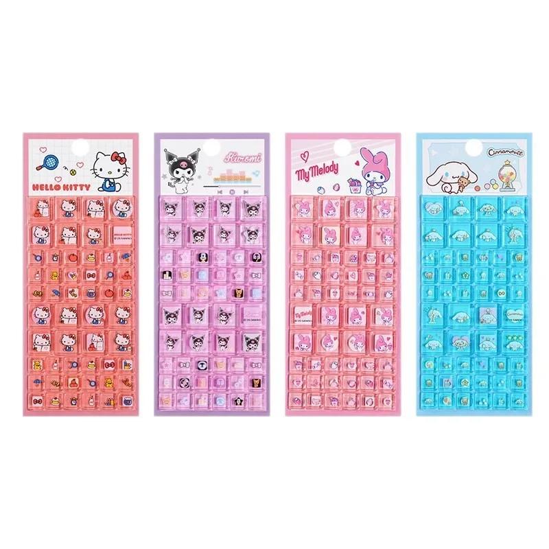 Sanrio Hello Kitty Cartoon 3D Square Stickers Anime Phone Laptop Luggage Decoration Creative DIY Rhinestone Decal Kids Toys Gift