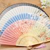 Chinese Archaic Folding Fan with Tassel Beautiful Flower Fans Hollow Bamboo Rib Fan Woman Summer Portable Fans