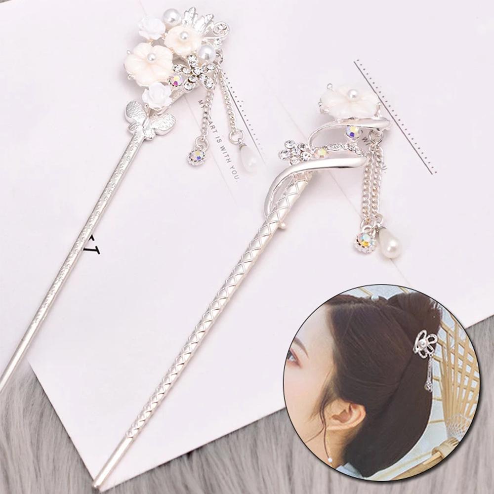 Жемчужный цинк Сплав цинка Стразы Кисточка Палочки для волос Украшения для волос Палочки для волос Аксессуары для ханьфу