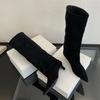 Модные Liyke Осенне-зимние Сексуальные Женские Сапоги до колена Уличный стиль Заостренный носок Тонкий Низкий каблук Ковбойские Женские Туфли Длинные Женские Сапоги