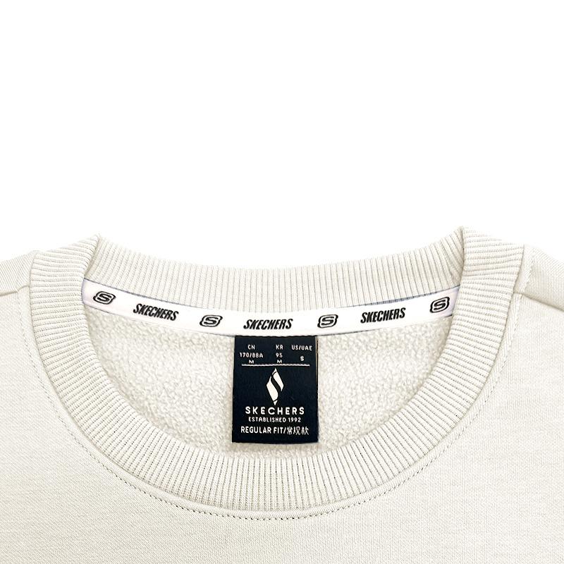 Skechers Colorful Fleece Lined Crew Neck Comfortable Sweatshirt Unisex Marshmallow White FHP122U003-0074