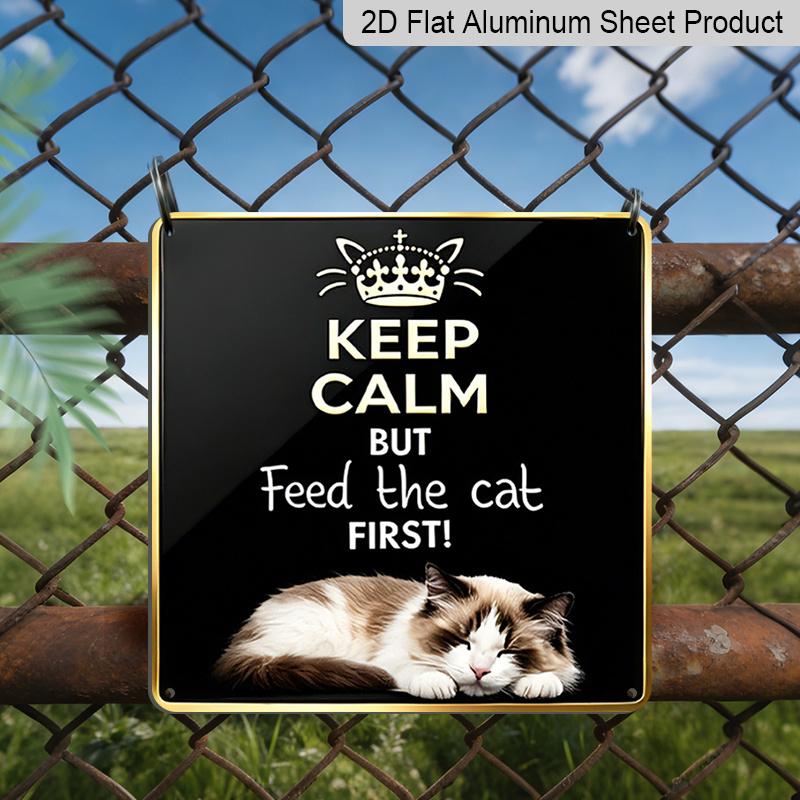 2D Flat, 1pc Vintage -Themed Wall Sign - Retro Farmhouse Aluminum Tabby Art Suitable, Garden, Patio - Indoor/Outdoor Decoration for Lovers, Square