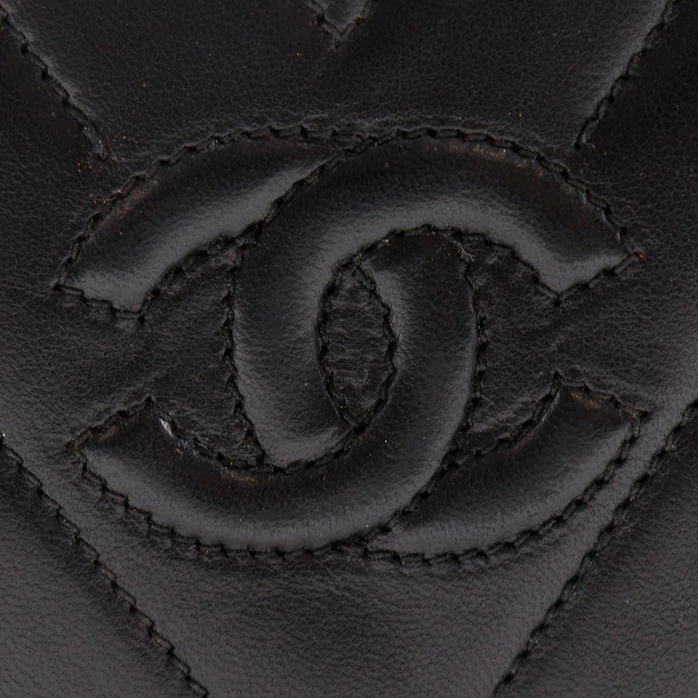 Chanel Chevron COCO Mark Shoulder Bag V Stitch Vintage Black Lambskin Women Used