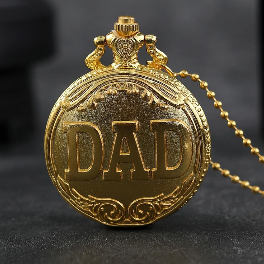 2 шт./комплект, модные классические мужские карманные часы, винтажные мужские кварцевые карманные часы «DAD», мужские часы-ожерелье, идеальный выбор для подарка отцу.