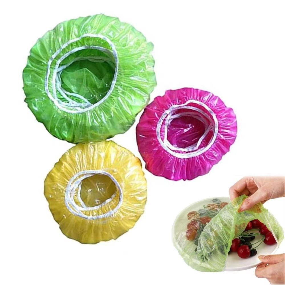 60Pcs Disposable Food Storage Covers Colorful Wrap Bowl Covers Durable Fresh Keeping Bags  Kitchen