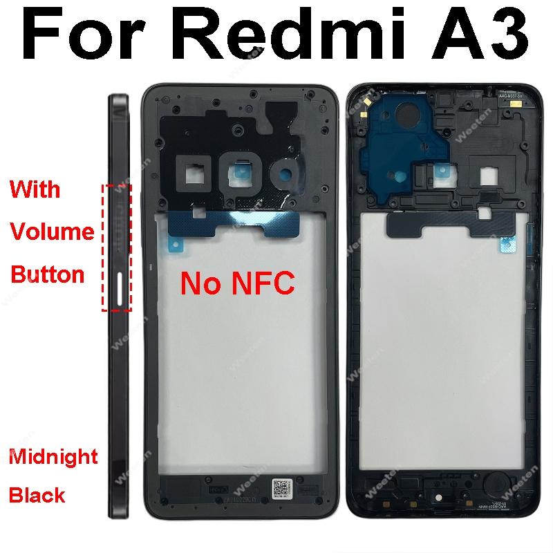 For Xiaomi Redmi A3 A3X A3 Pro Smart-Fit Middle Housing with Volume Side Buttons With NFC Assembly Anti-Scratch Frame Design