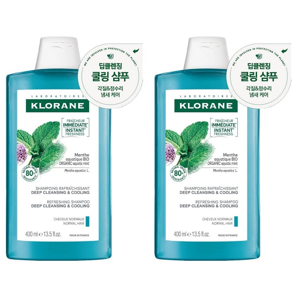 Klorane Aquamint Deep Cleansing & Cooling Shampoo 400ml 2 pcs