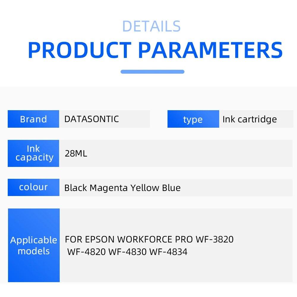 Чернильный картридж 822XL для Epson WorkForce Pro WF-3820 WF-4820 WF-4830 WF-4834, совместимый принтер, чернильный картридж премиум-класса 28 мл, 1 комплект