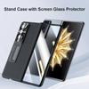 Luxury Bracket PU Leather Screen Glass Film Case for Honor Magic V2 Phone Cases Hinge Protector Cover Stand  Funda